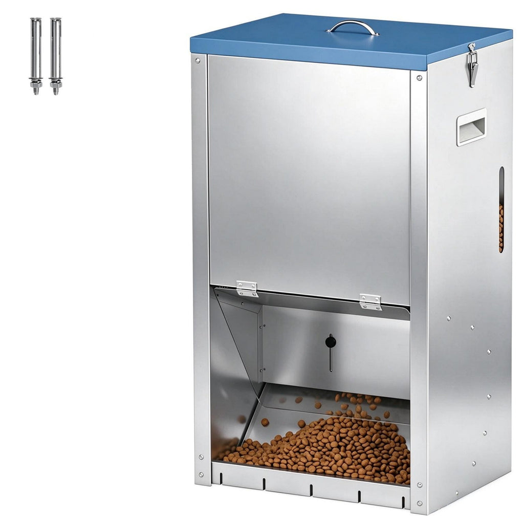 Galvanized gravity dog feeder — product view