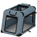 Mesh doors and top opening of soft-sided carrier