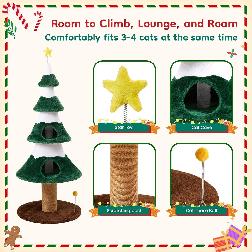 Dual hideaways, sisal post and spring toys