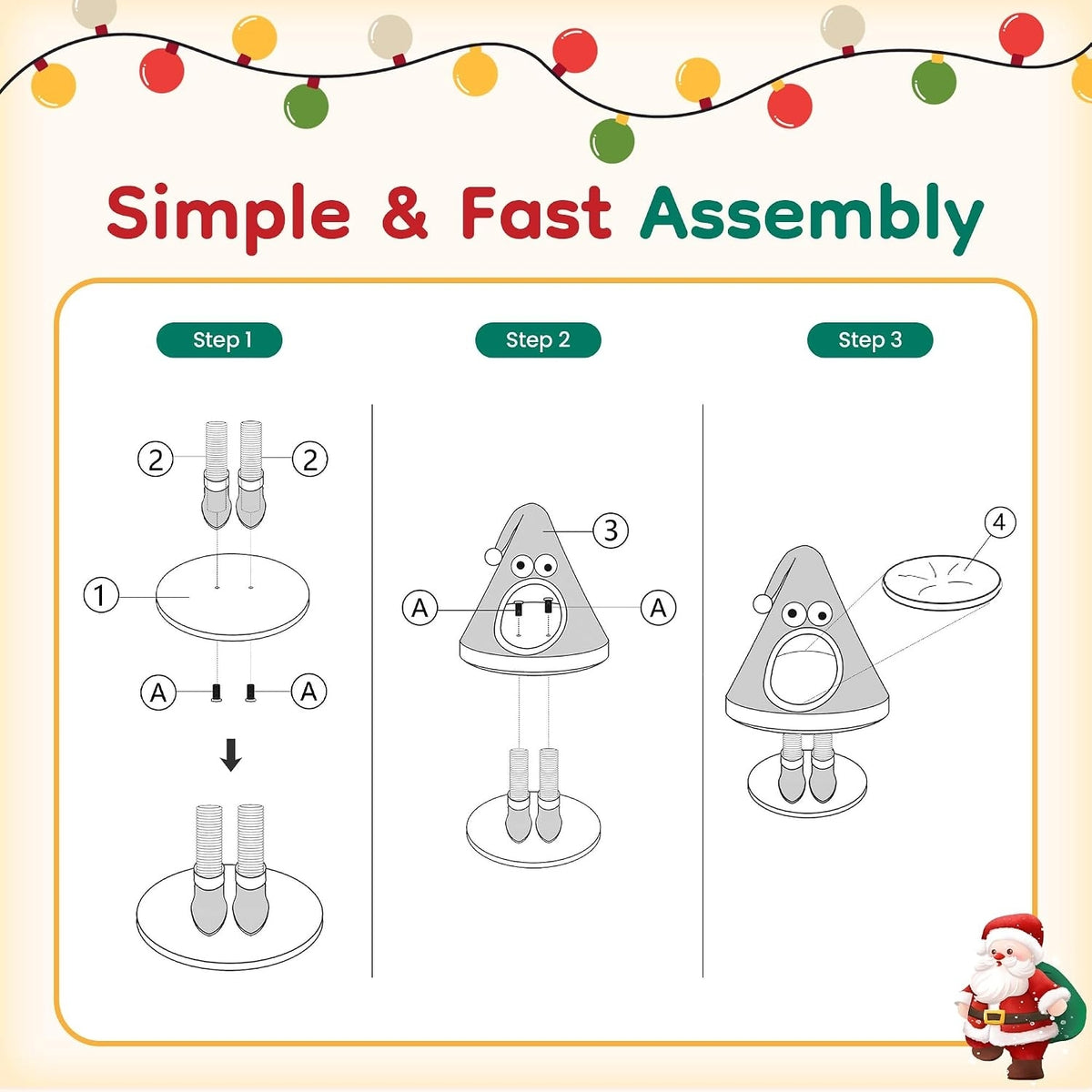Assembly components for Christmas hat cat tree