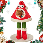 Front view of Christmas hat cat tree