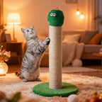 Cat beside monster scratching post in living room