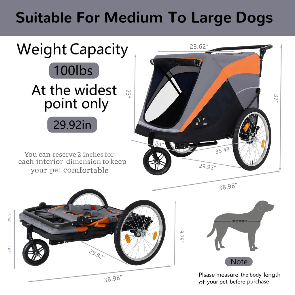 Stroller dimensions, 100 lb load and folded guide