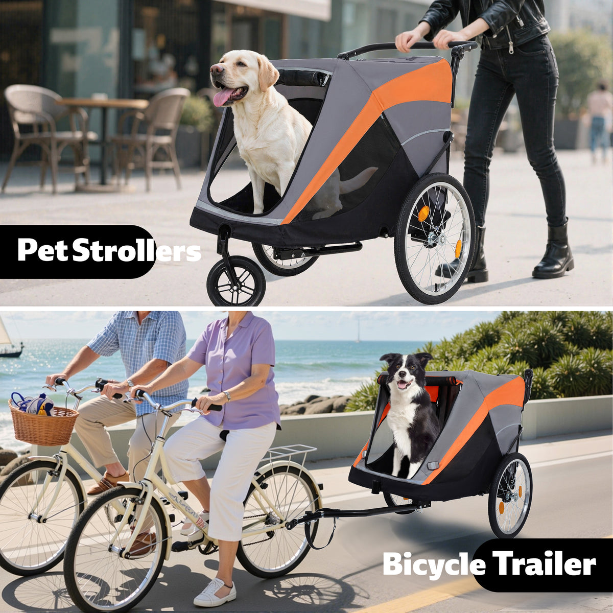 Bicycle trailer and stroller configurations