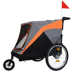 Pet trailer with stroller front wheel and flag