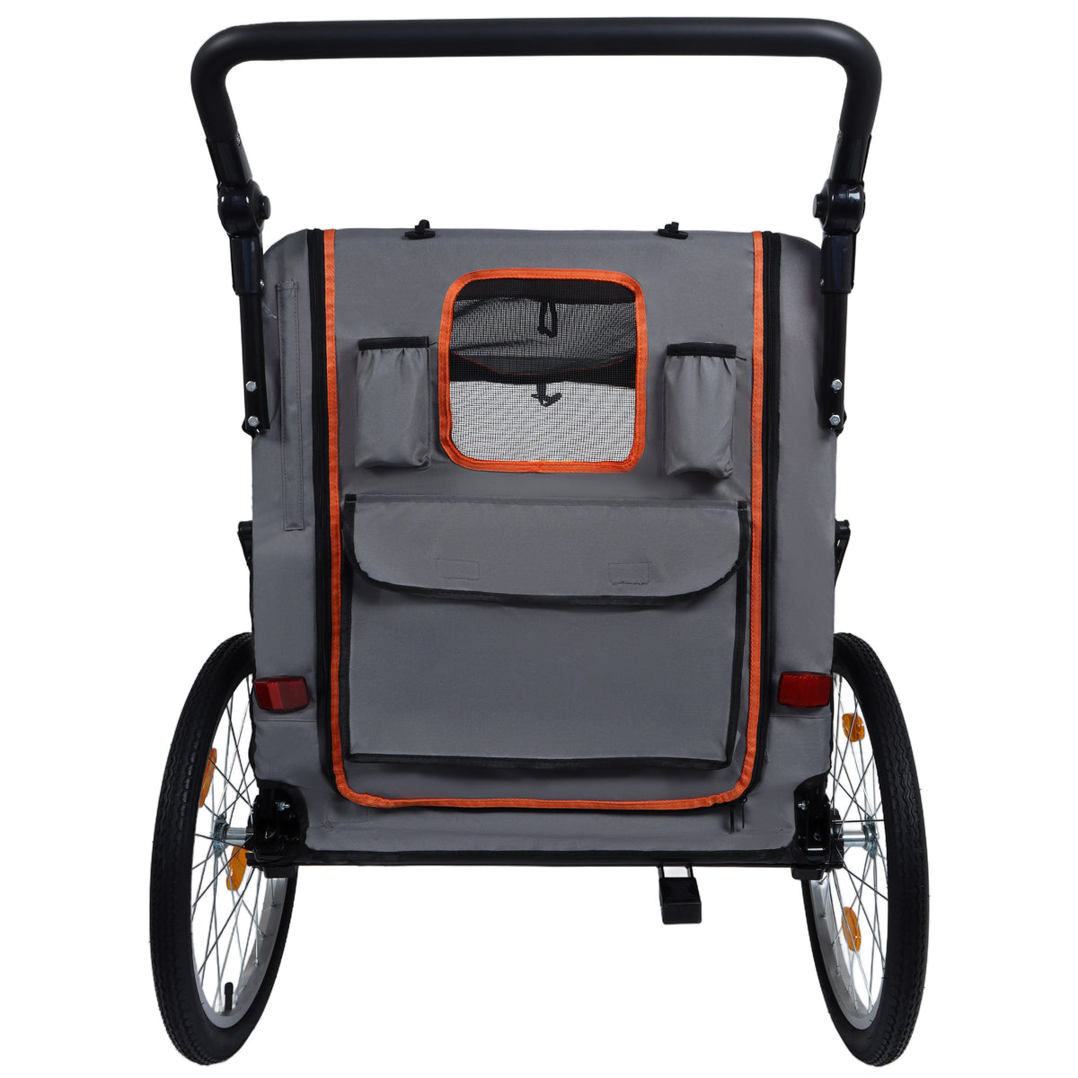 Push handle and rear fabric panel