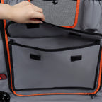 Rear storage bag and cup pockets