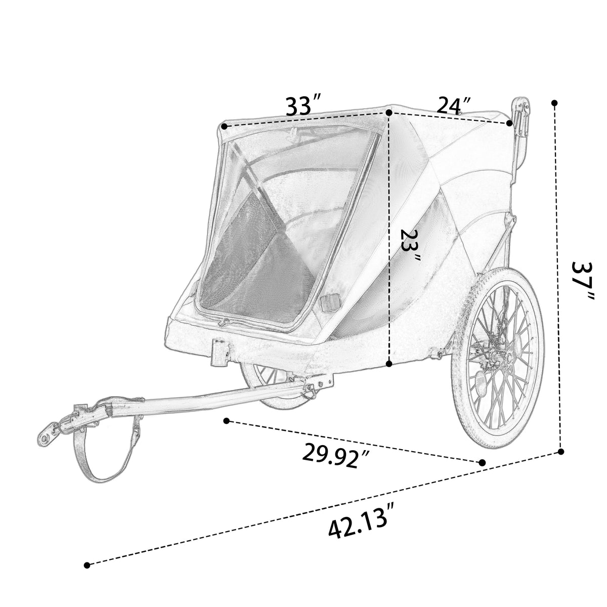 Trailer mode size diagram including hitch