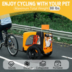 Folding Pet Bike Trailer Orange — cycling scene with supplier load graphic