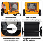 Folding Pet Bike Trailer Orange — weather covers and internal tether
