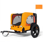 Folding Pet Bike Trailer Orange — side three-quarter view