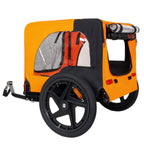 Folding Pet Bike Trailer Orange — rear three-quarter view