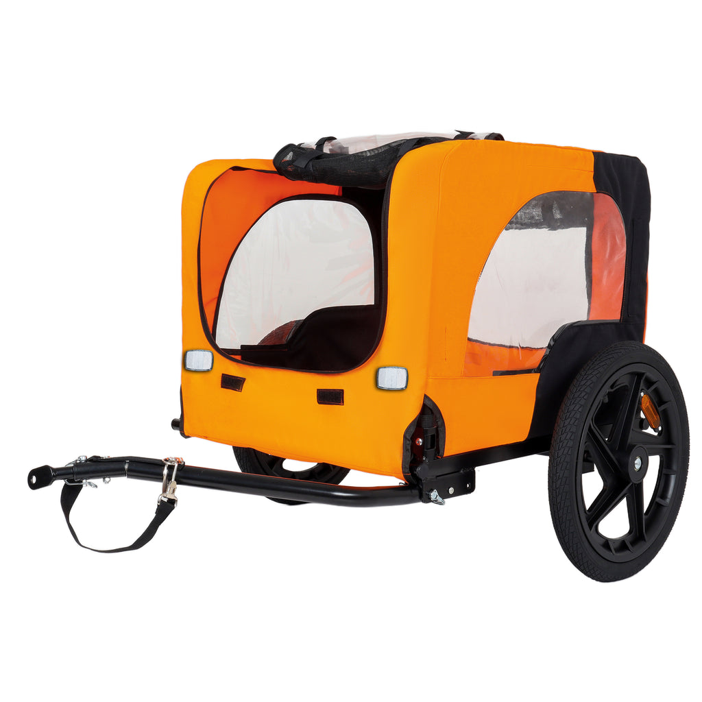 Folding Pet Bike Trailer Orange — front mesh window