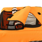 Folding Pet Bike Trailer Orange — zippered fabric detail