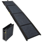 Black four-section car ramp unfolded and folded