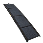 Unfolded carpeted ramp three-quarter view