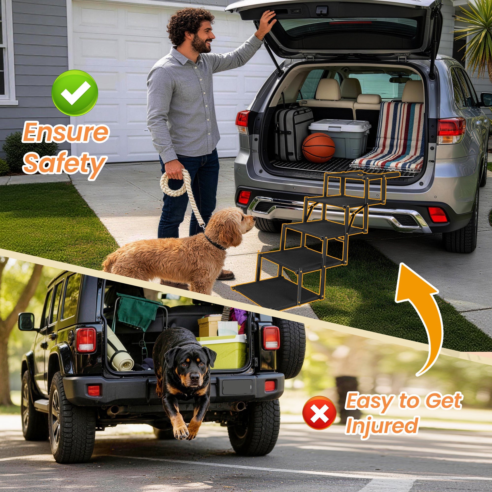Folding 5-Step Dog Car Stairs with Oxford Treads W1364P439551 Secondary image