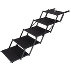 Black folding five-step dog stairs — expanded frame