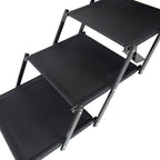 Black folding five-step dog stairs — Oxford fabric tread close-up