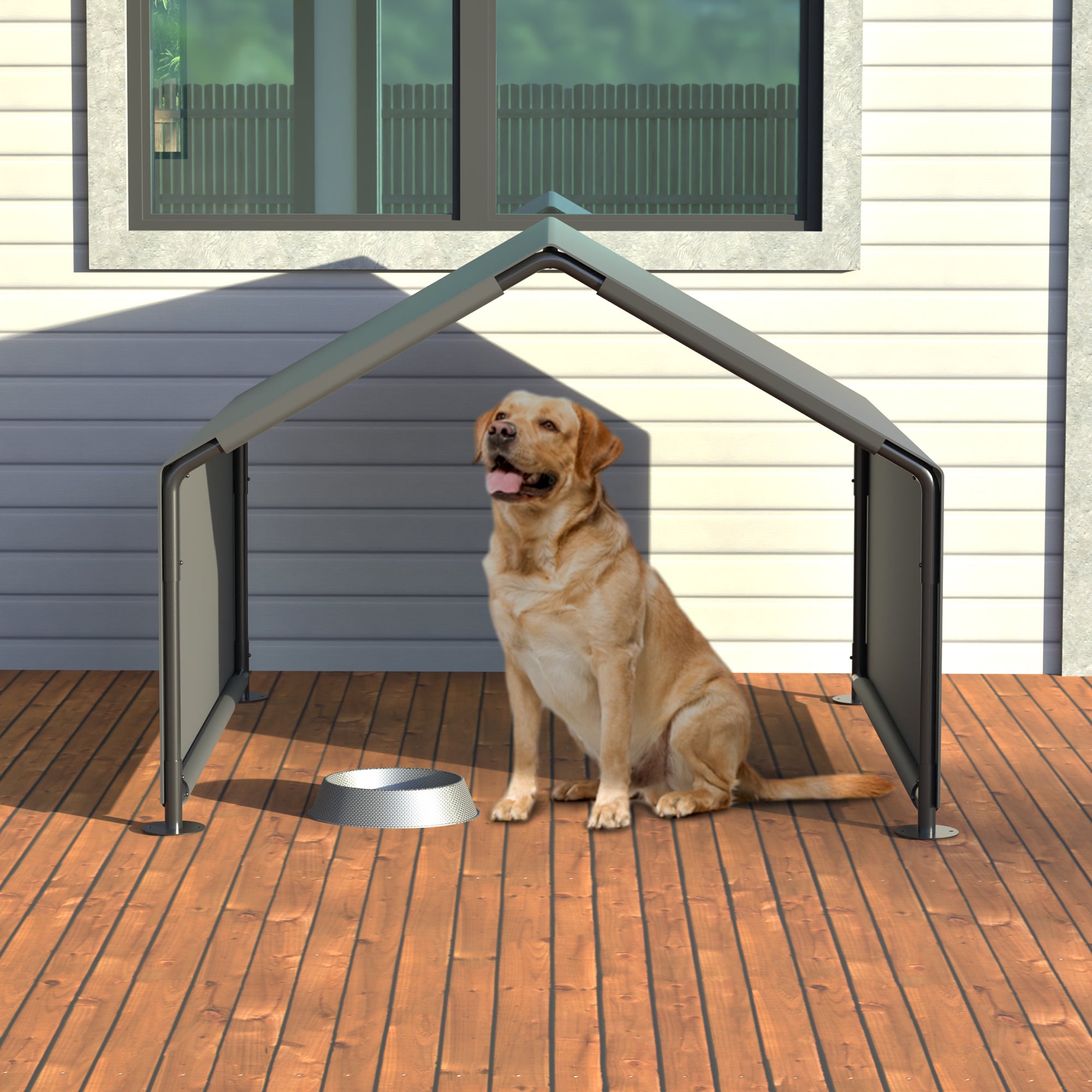 Outdoor Dog Shade Shelter with Steel Frame – Gray W1422P286711 Secondary image