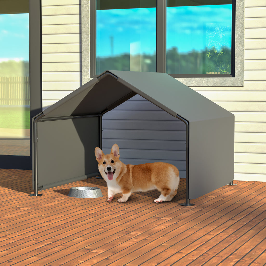 Outdoor Dog Shade Shelter Gray — covered outdoor resting area