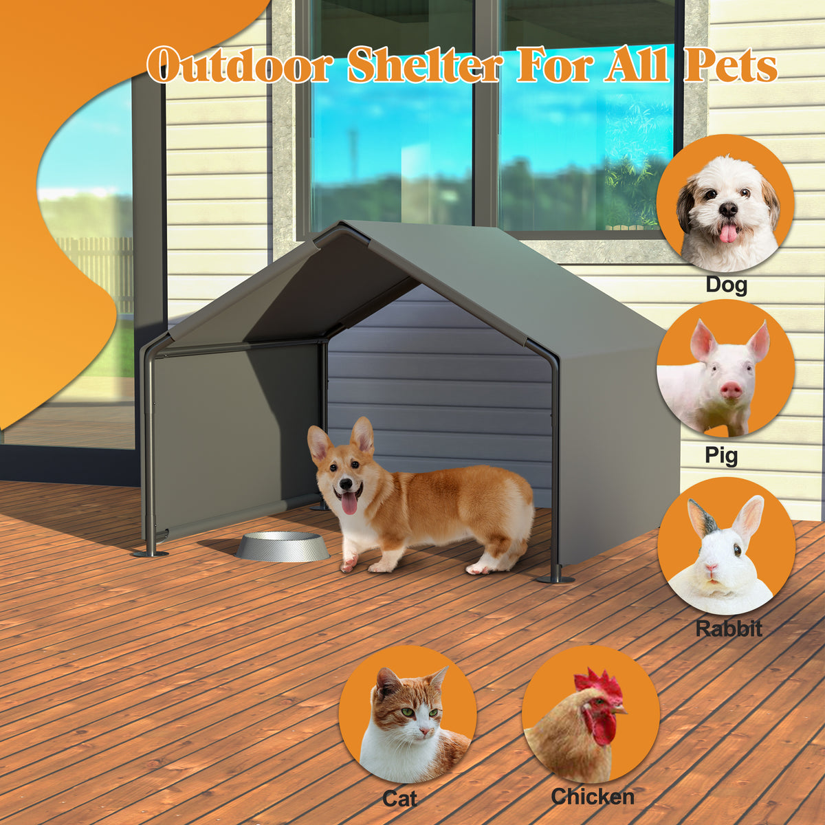Outdoor Dog Shade Shelter Gray — outdoor shade shelter