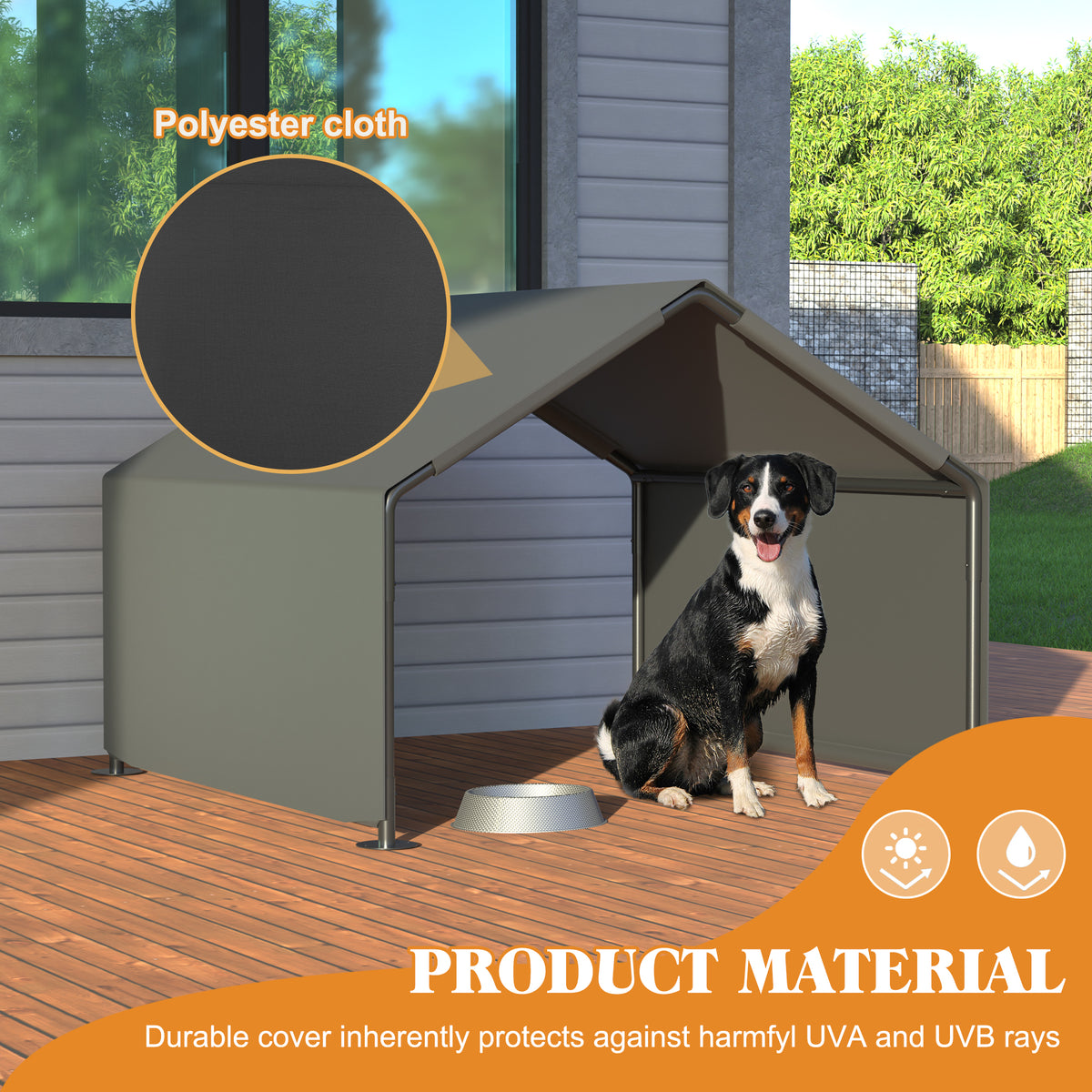 Outdoor Dog Shade Shelter Gray — fabric cover detail