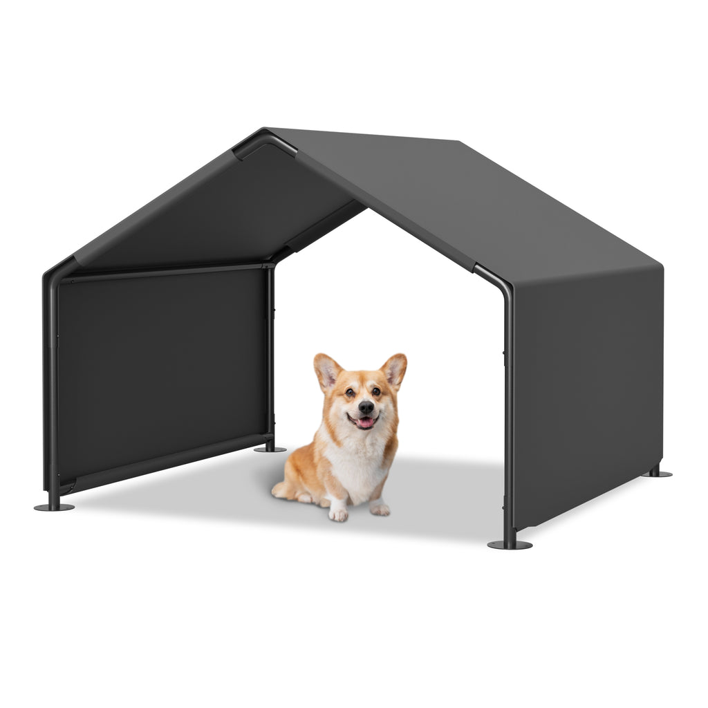 Outdoor Dog Shade Shelter Gray — product shown with a small dog