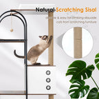 White and rustic brown cat tree — sisal scratching post