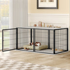 Black modular indoor dog kennel — indoor kennel view