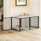 Black modular indoor dog kennel — angled room view