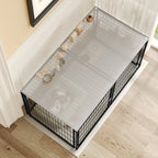 Black modular indoor dog kennel — door configuration