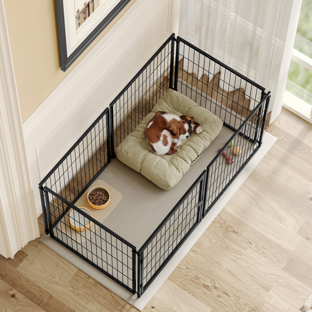 Black modular indoor dog kennel — alternate room placement