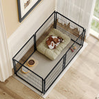 Black modular indoor dog kennel — alternate room placement
