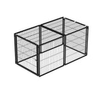 Black modular indoor dog kennel — top construction