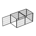 Black modular indoor dog kennel — door position