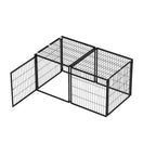 Black modular indoor dog kennel — frame arrangement
