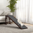 Wooden dog ramp in living room