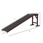 Wooden pet ramp overall and walking-surface dimensions