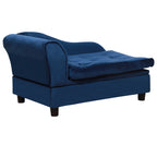 Blue pet sofa cushion and curved arm