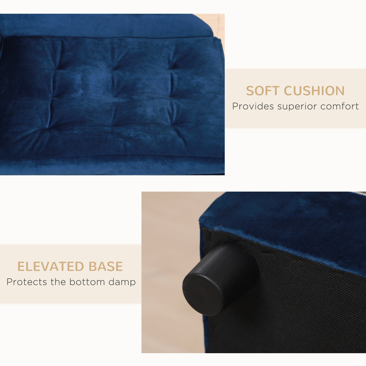 Soft cushion and raised leg details