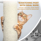 68-Inch Green Cat Tree with Hammocks — sisal scratching post detail