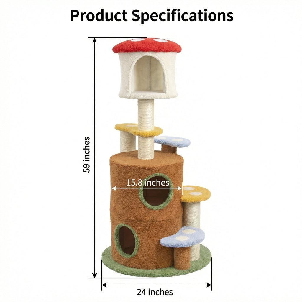 59-inch mushroom cat tree dimensions