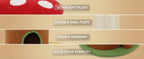 Mushroom condo, sisal post and trunk hideaway details