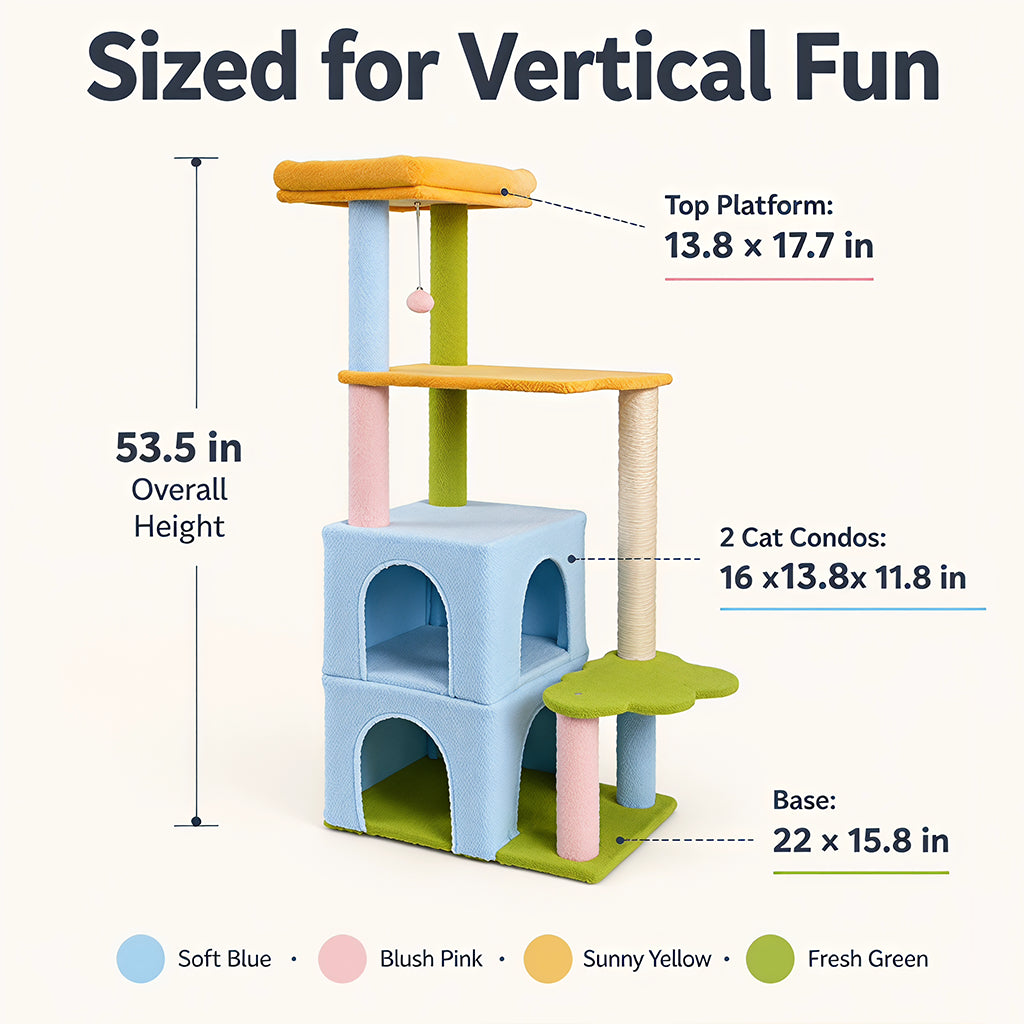 53.5-inch rainbow cat tree dimensions