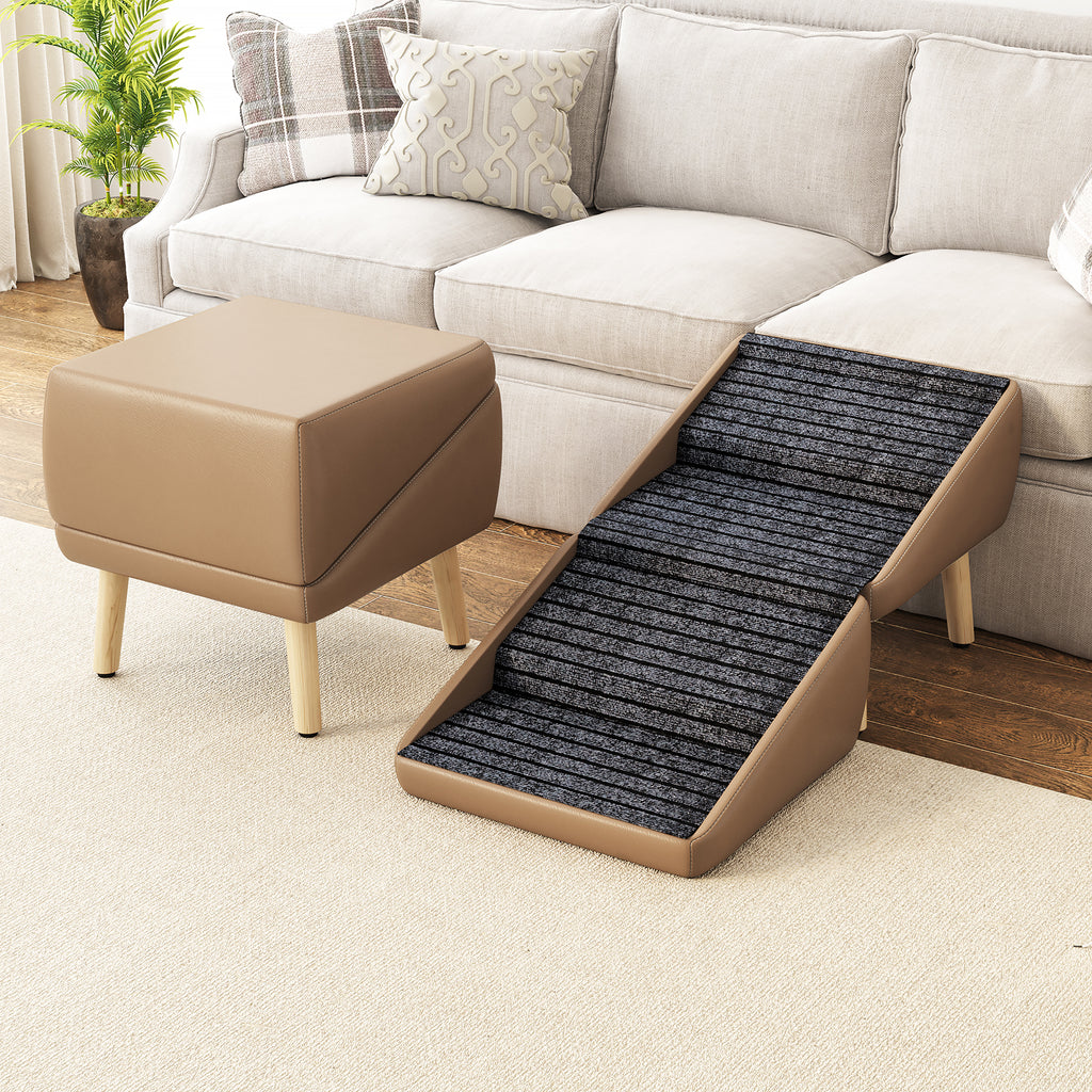 Convertible coffee pet stairs and ottoman room scene