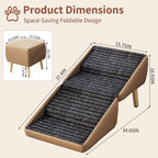 Extended pet stairs and ottoman size diagram