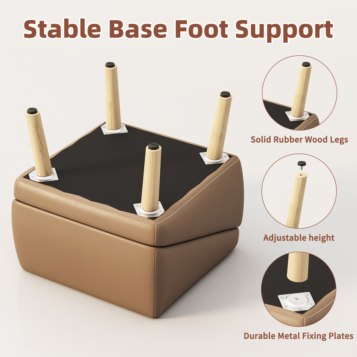 Rubberwood legs and support plates