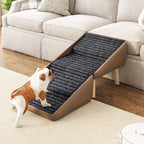 Dog beside extended pet stairs