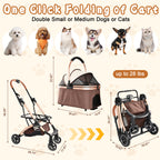 2-in-1 Folding Pet Stroller Khaki — folding frame and basket
